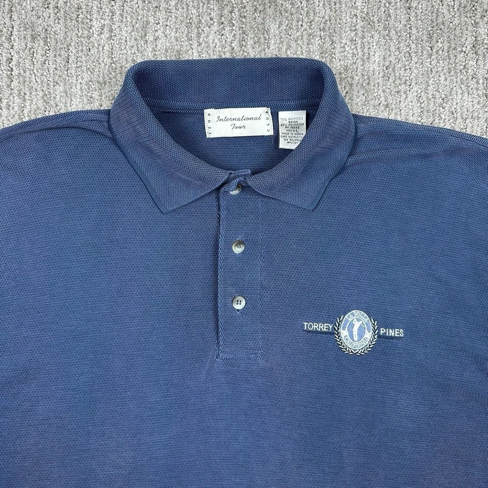 Torrey Pines Vintage Izod Club International Tour Polo Shirt Men's L Rayon Blend